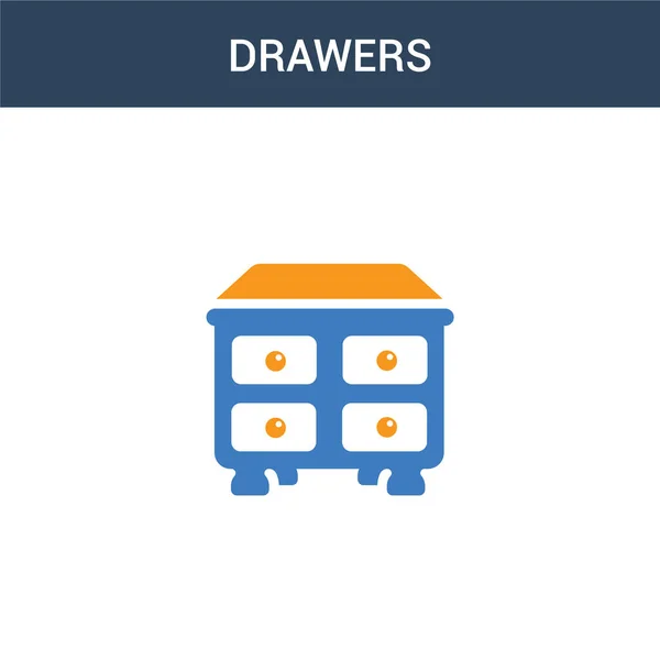 Иконка Вектора Концепции Двух Цветных Шкафов Color Drawers Vector Illustration — стоковый вектор