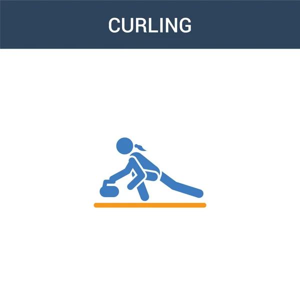 Two Colored Curling Concept Vector Icon Color Curling Vector Illustration — Stock Vector