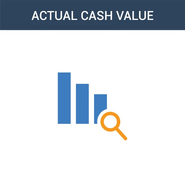 Twee Gekleurde Actual Cash Value Concept Vector Icoon Kleuren Actuele — Stockvector