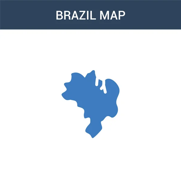 Dos Colores Brasil Mapa Concepto Vector Icono Color Brasil Mapa — Vector de stock