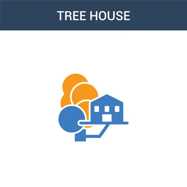 Twee Gekleurde Tree House Concept Vector Icoon Kleuren Tree House — Stockvector