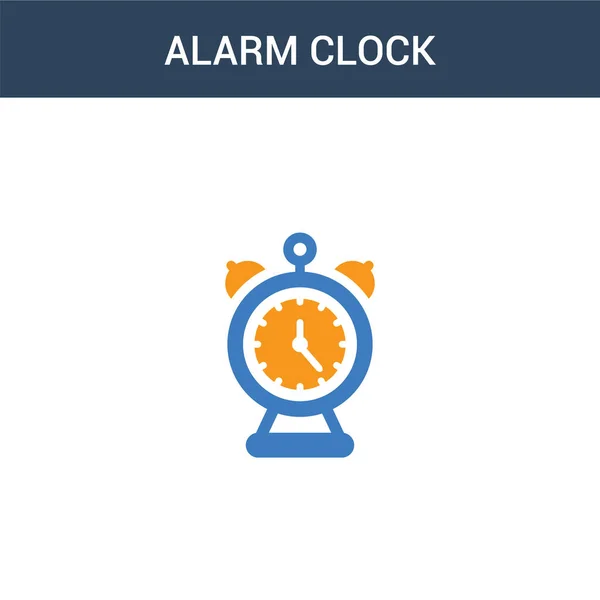 Two Colored Alarm Clock Concept Vector Icon Color Alarm Clock — Stock Vector