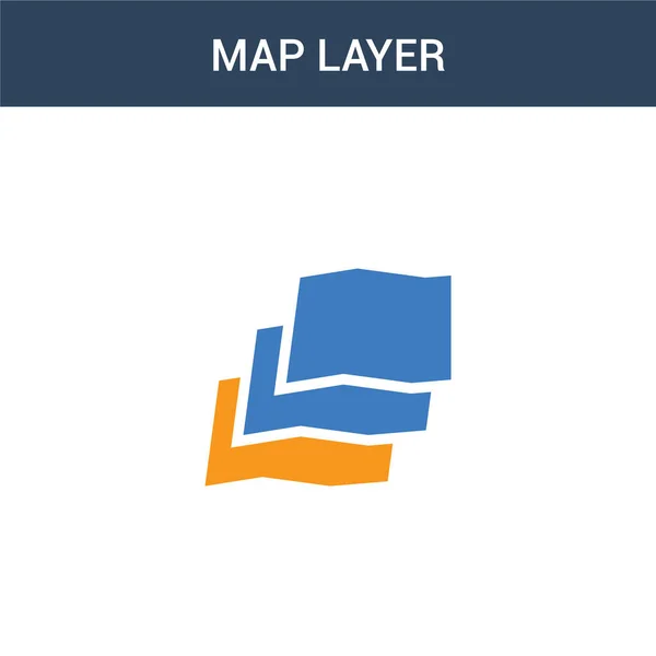 Dois Colorido Ícone Conceito Vector Map Layer Cor Mapa Layer — Vetor de Stock