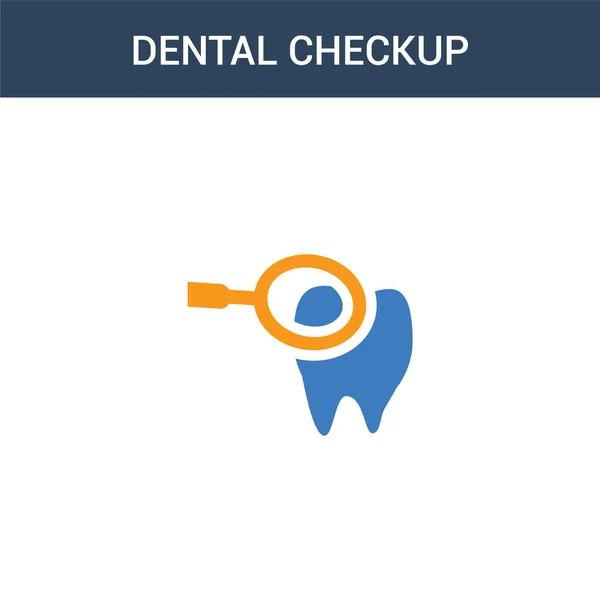 Due Colorati Dental Checkup Concetto Icona Vettoriale Colore Dental Checkup — Vettoriale Stock