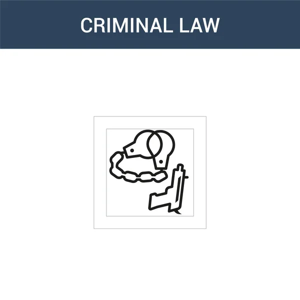 2色の犯罪法の概念ベクトルアイコン 2色の刑法ベクトルイラスト 白の背景に青とオレンジの葉のアイコンがあり — ストックベクタ