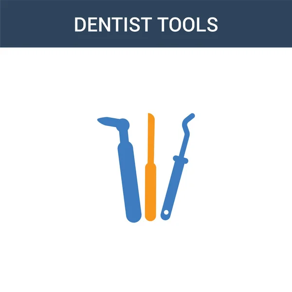 Dwie Kolorowe Narzędzia Dentystyczne Koncepcja Wektor Ikona Kolor Narzędzia Dentystyczne — Wektor stockowy