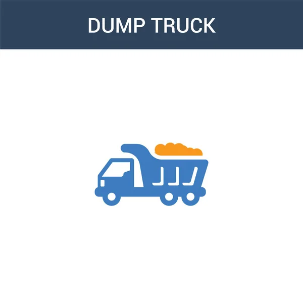 Dua Ikon Konsep Truk Dump Berwarna Vektor Warna Vektor Truk - Stok Vektor