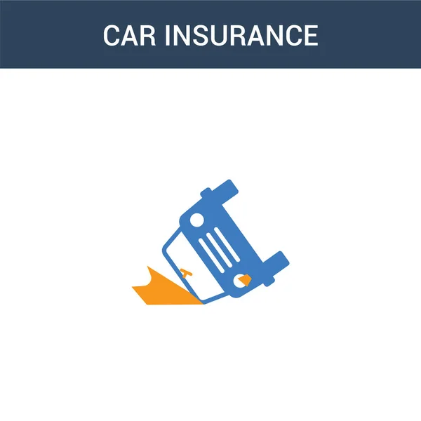 Two Colored Car Insurance Concept Vector Icon Color Car Insurance — Stock Vector