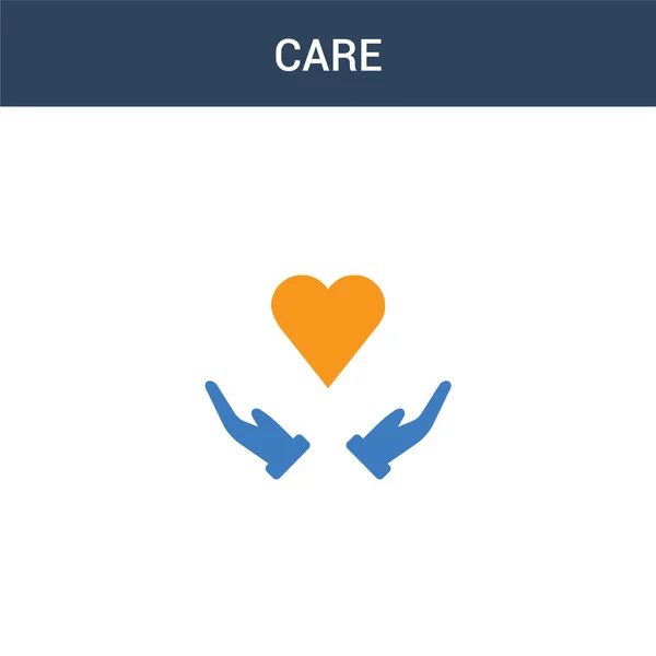 Zweifarbiges Care Konzept Vektorsymbol Farbige Care Vektor Illustration Isoliertes Blaues — Stockvektor