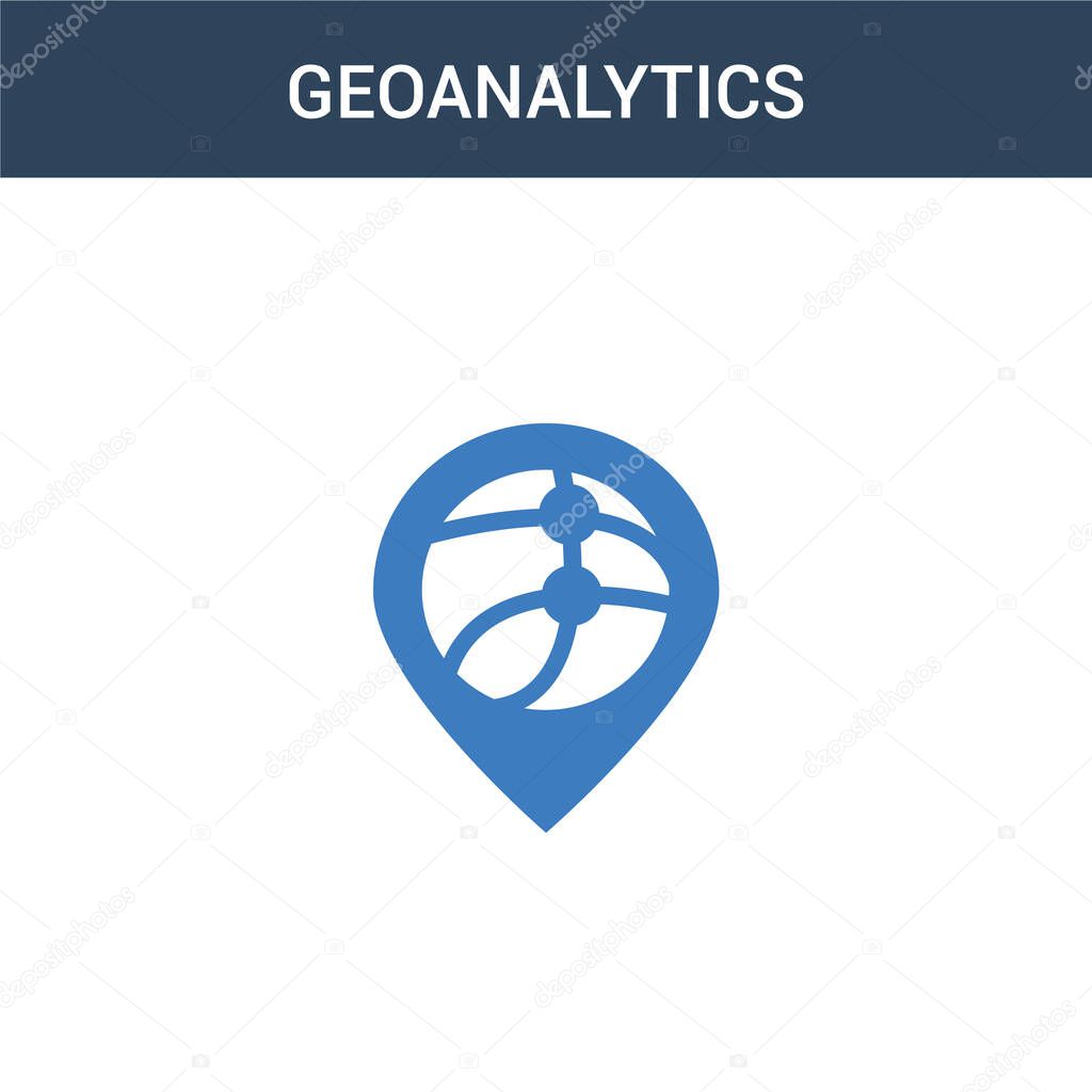 two colored GeoAnalytics concept vector icon. 2 color GeoAnalytics vector illustration. isolated blue and orange eps icon on white background.