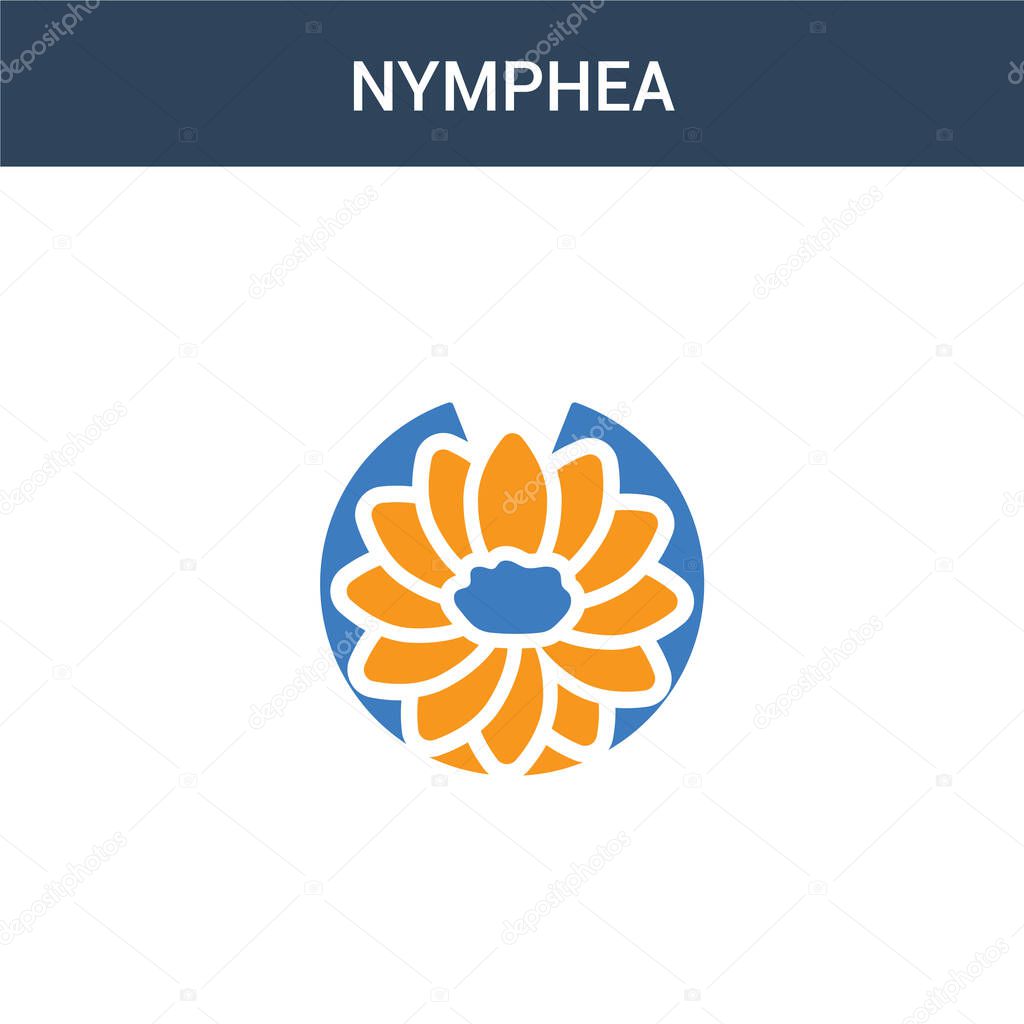 two colored Nymphea concept vector icon. 2 color Nymphea vector illustration. isolated blue and orange eps icon on white background.