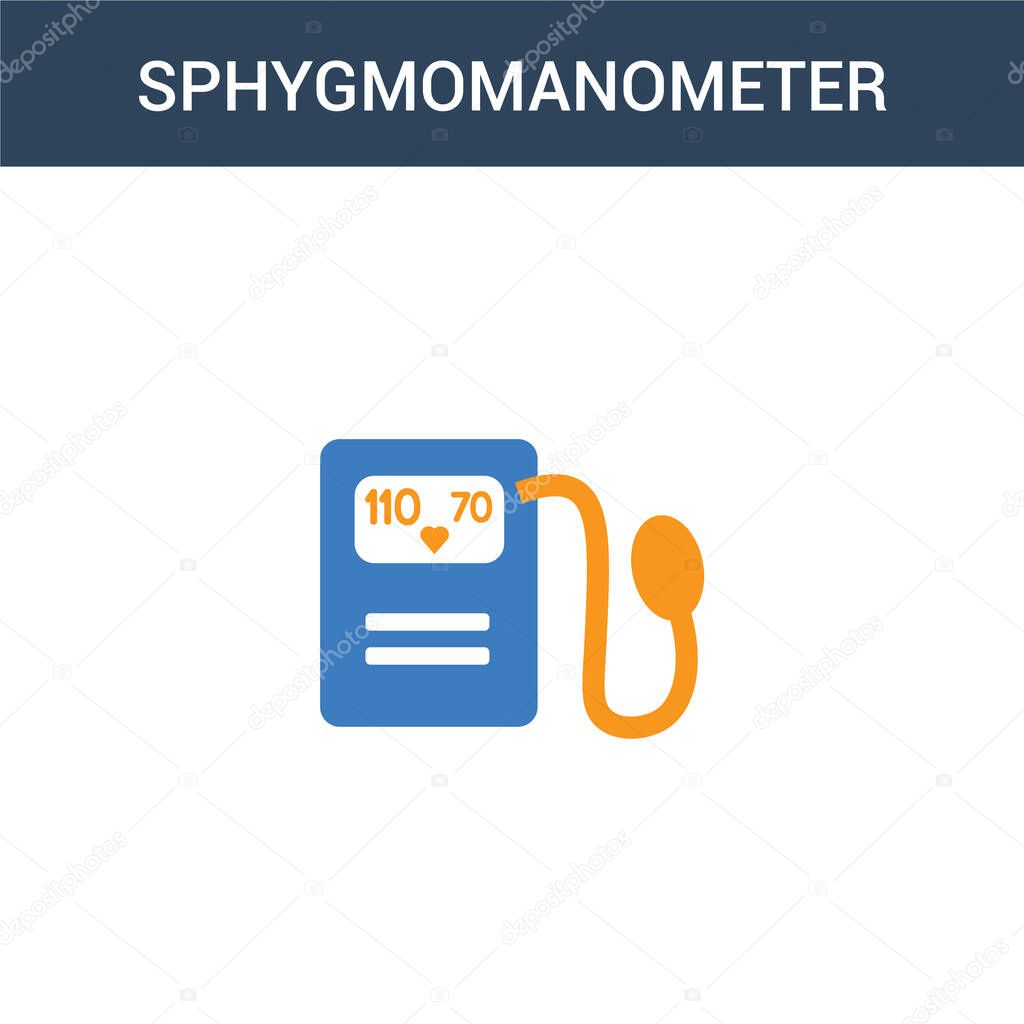 two colored Sphygmomanometer concept vector icon. 2 color Sphygmomanometer vector illustration. isolated blue and orange eps icon on white background.