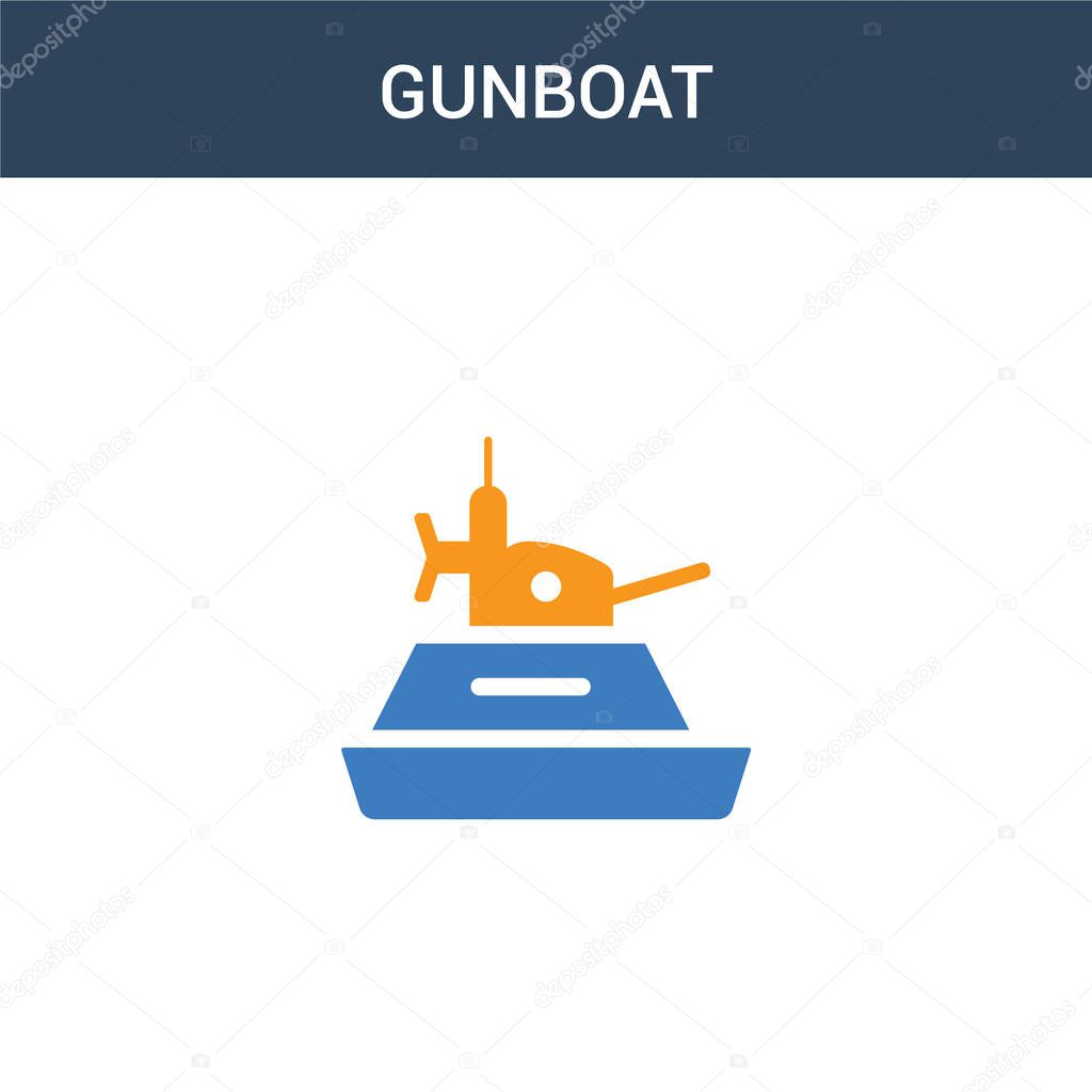 two colored gunboat concept vector icon. 2 color gunboat vector illustration. isolated blue and orange eps icon on white background.