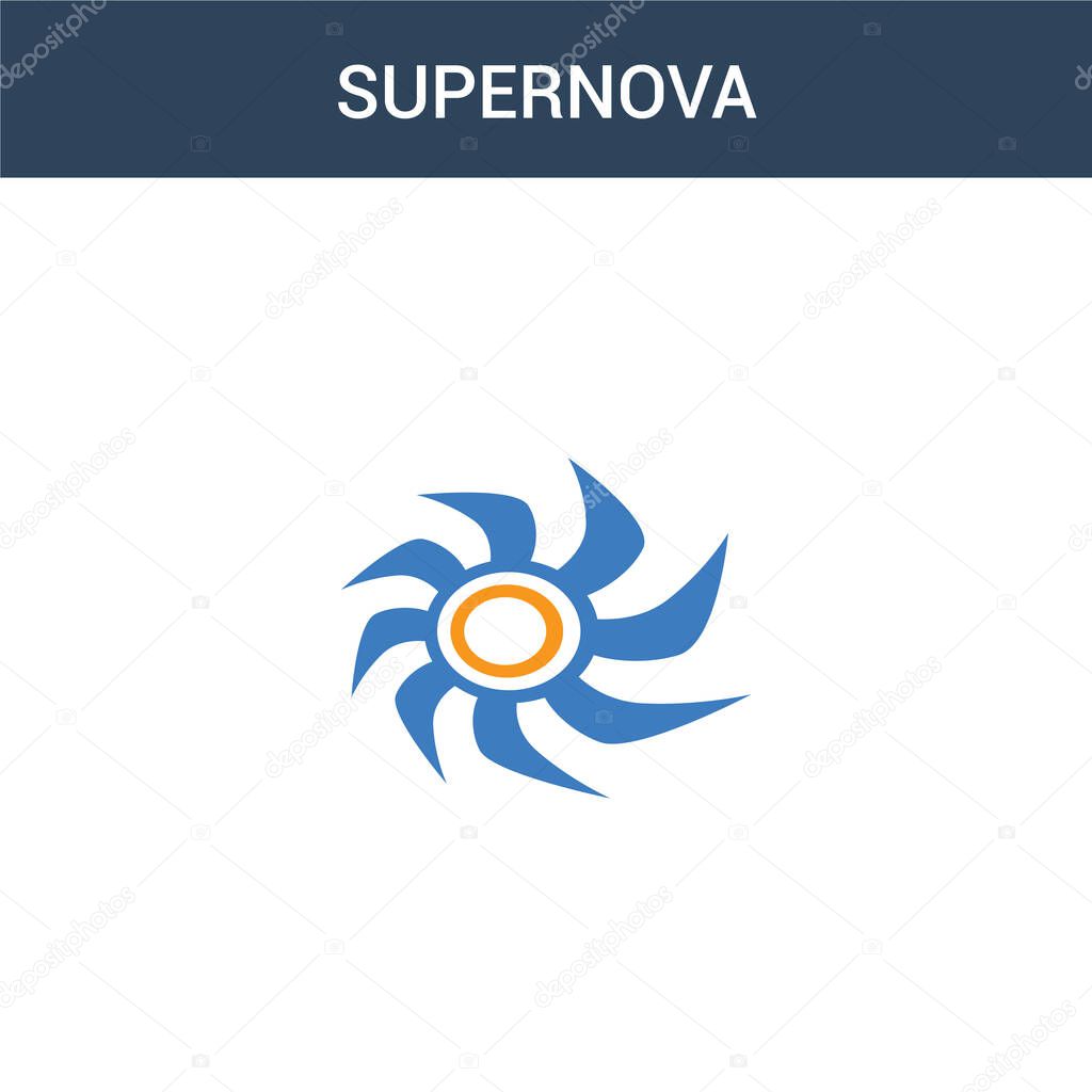 two colored Supernova concept vector icon. 2 color Supernova vector illustration. isolated blue and orange eps icon on white background.