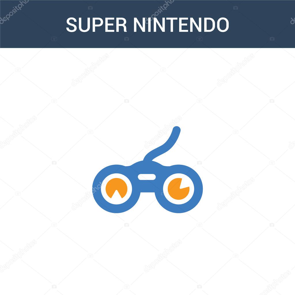 two colored Super nintendo concept vector icon. 2 color Super nintendo vector illustration. isolated blue and orange eps icon on white background.
