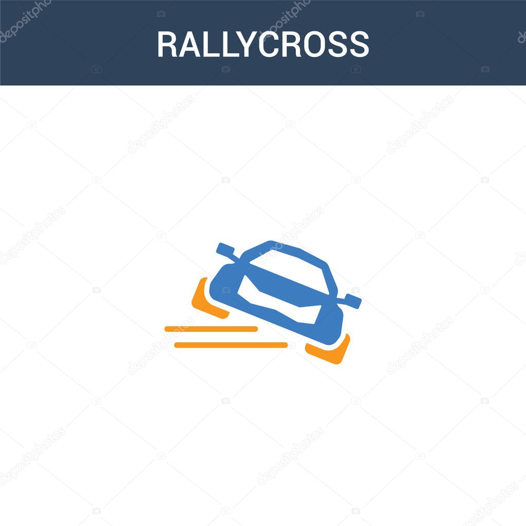 two colored rallycross concept vector icon. 2 color rallycross vector illustration. isolated blue and orange eps icon on white background.