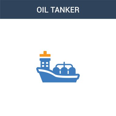iki renkli petrol tankeri konsept vektör ikonu. 2 renk petrol tankeri vektör çizimi. Beyaz arkaplanda izole edilmiş mavi ve turuncu epinefrin simgesi.