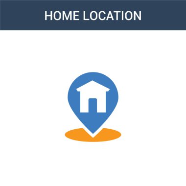 iki renkli ev konumu konsept vektör simgesi. 2 renk ev konumu vektör çizimi. Beyaz arkaplanda izole edilmiş mavi ve turuncu epinefrin simgesi.