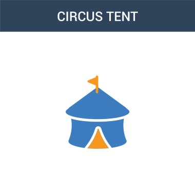 İki renkli Sirk Çadırı konsept vektör simgesi. 2 renk Sirk Çadırı vektör çizimi. Beyaz arkaplanda izole edilmiş mavi ve turuncu epinefrin simgesi.