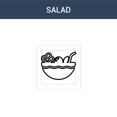 İki renkli Salata konsept vektör simgesi. 2 renkli Salata vektör çizimi. Beyaz arkaplanda izole edilmiş mavi ve turuncu epinefrin simgesi.