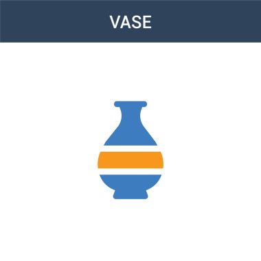 iki renkli vazo konsept vektör simgesi. 2 renk vazo vektör illüstrasyonu. Beyaz arkaplanda izole edilmiş mavi ve turuncu epinefrin simgesi.