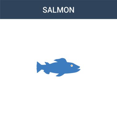 İki renkli somon konsepti vektör simgesi. 2 renk somon vektör çizimi. Beyaz arkaplanda izole edilmiş mavi ve turuncu epinefrin simgesi.