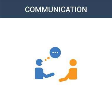 iki renkli iletişim konsept vektör simgesi. 2 renk iletişim vektörü illüstrasyonu. Beyaz arkaplanda izole edilmiş mavi ve turuncu epinefrin simgesi.