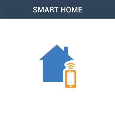 İki renkli Smart ev konsepti vektör simgesi. 2 renk Smart ev vektör çizimi. Beyaz arkaplanda izole edilmiş mavi ve turuncu epinefrin simgesi.