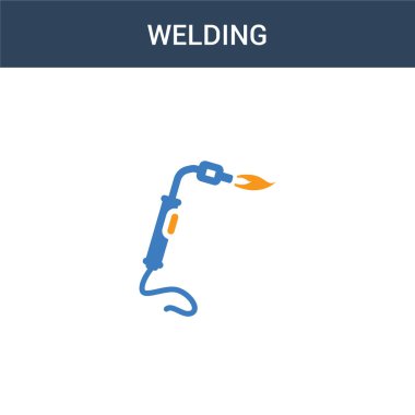 iki renkli kaynak konsepti vektör simgesi. 2 renk kaynak vektörü çizimi. Beyaz arkaplanda izole edilmiş mavi ve turuncu epinefrin simgesi.