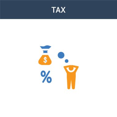 iki renkli Vergi konsept vektör simgesi. 2 renk Vergi vektör illüstrasyonu. Beyaz arkaplanda izole edilmiş mavi ve turuncu epinefrin simgesi.