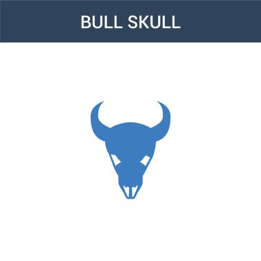 İki renkli Boğa Kafatası konsept vektör ikonu. 2 renk Boğa Kafatası vektör çizimi. Beyaz arkaplanda izole edilmiş mavi ve turuncu epinefrin simgesi.