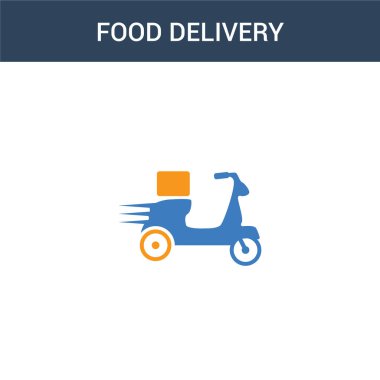 iki renkli yiyecek teslimatı konsept vektör simgesi. 2 renk yiyecek teslimatı vektör çizimi. Beyaz arkaplanda izole edilmiş mavi ve turuncu epinefrin simgesi.