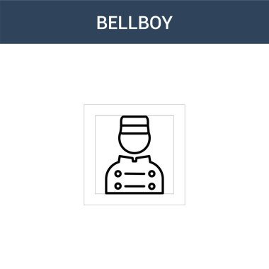 İki renkli Belboy konsept vektör ikonu. 2 renk Bellboy vektör çizimi. Beyaz arkaplanda izole edilmiş mavi ve turuncu epinefrin simgesi.