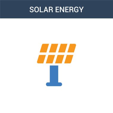 İki renkli Güneş enerjisi konsept vektör simgesi. 2 renk Güneş enerjisi vektör çizimi. Beyaz arkaplanda izole edilmiş mavi ve turuncu epinefrin simgesi.