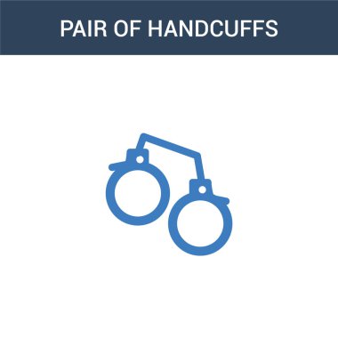 İki renkli kelepçe konsept vektör ikonu. İki renkli kelepçe vektör çizimi. Beyaz arkaplanda izole edilmiş mavi ve turuncu epinefrin simgesi.