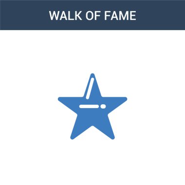 İki renkli Şöhret Yolu konsept vektör simgesi. 2 renk Şöhret Yürüyüşü vektör illüstrasyonu. Beyaz arkaplanda izole edilmiş mavi ve turuncu epinefrin simgesi.