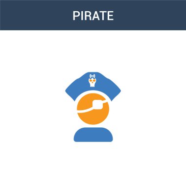 iki renkli Korsan konsept vektör simgesi. 2 renk Korsan vektör çizimi. Beyaz arkaplanda izole edilmiş mavi ve turuncu epinefrin simgesi.