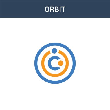 iki renkli yörünge konsept vektör simgesi. 2 renk yörünge vektör çizimi. Beyaz arkaplanda izole edilmiş mavi ve turuncu epinefrin simgesi.
