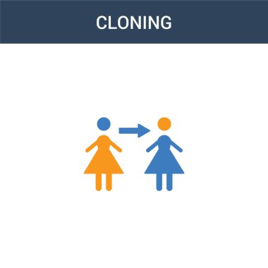 iki renkli klonlama konsept vektör simgesi. 2 renk klonlama vektör illüstrasyonu. Beyaz arkaplanda izole edilmiş mavi ve turuncu epinefrin simgesi.
