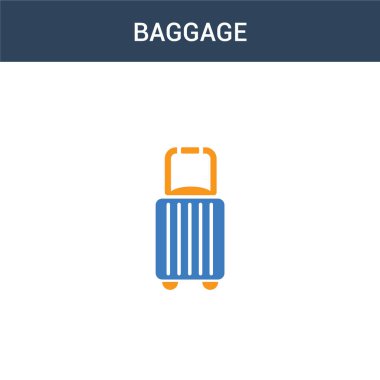 iki renkli bagaj konsepti vektör simgesi. 2 renk bagaj vektör çizimi. Beyaz arkaplanda izole edilmiş mavi ve turuncu epinefrin simgesi.