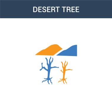 İki renkli Çöl Ağacı konsept vektör simgesi. 2 renk Desert Tree vektör çizimi. Beyaz arkaplanda izole edilmiş mavi ve turuncu epinefrin simgesi.