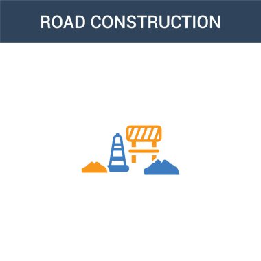 iki renkli yol yapım konsepti vektör simgesi. 2 renkli yol yapımı vektör çizimi. Beyaz arkaplanda izole edilmiş mavi ve turuncu epinefrin simgesi.