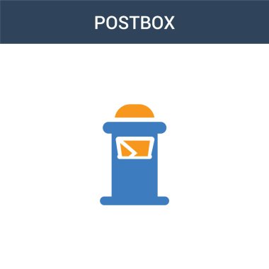 iki renkli posta kutusu konsept vektör simgesi. 2 renkli posta kutusu vektör illüstrasyonu. Beyaz arkaplanda izole edilmiş mavi ve turuncu epinefrin simgesi.