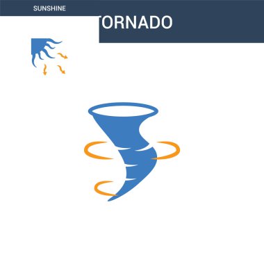İki renkli Tornado konsept vektör simgesi. Kasırga vektör illüstrasyonu 2 renk. Beyaz arkaplanda izole edilmiş mavi ve turuncu epinefrin simgesi.
