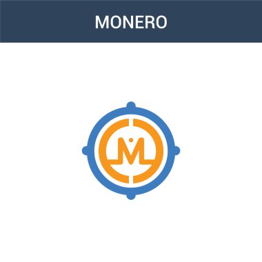 İki renkli Monero konsept vektör ikonu. 2 renk Monero vektör illüstrasyonu. Beyaz arkaplanda izole edilmiş mavi ve turuncu epinefrin simgesi.