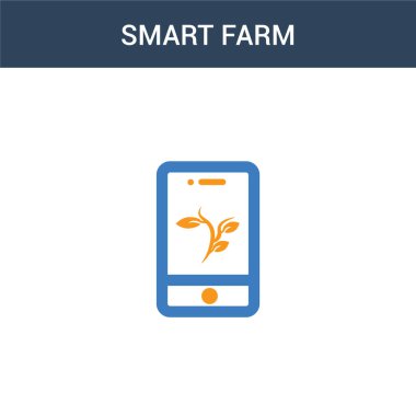 İki renkli Smart çiftliği konsept vektör simgesi. 2 renk Smart çiftlik vektör çizimi. Beyaz arkaplanda izole edilmiş mavi ve turuncu epinefrin simgesi.