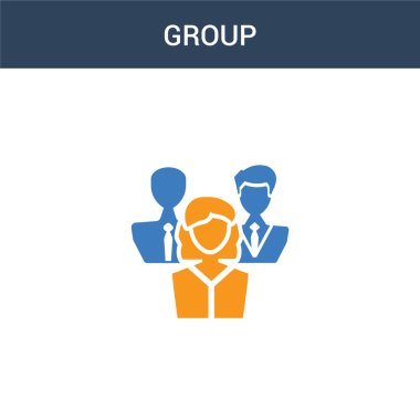 iki renkli grup konsept vektör simgesi. 2 renk grup vektör illüstrasyonu. Beyaz arkaplanda izole edilmiş mavi ve turuncu epinefrin simgesi.