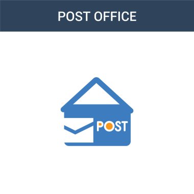 iki renkli Postane konsept vektör simgesi. 2 renk Posta Ofisi vektör çizimi. Beyaz arkaplanda izole edilmiş mavi ve turuncu epinefrin simgesi.