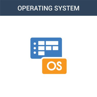 iki renkli işletim sistemi konsept vektör simgesi. 2 renk işletim sistemi vektör illüstrasyonu. Beyaz arkaplanda izole edilmiş mavi ve turuncu epinefrin simgesi.