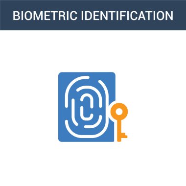 iki renkli biyometrik tanımlama konsept vektör ikonu. 2 renk Biyometrik Tanımlama Vektör Çizimi. Beyaz arkaplanda izole edilmiş mavi ve turuncu epinefrin simgesi.